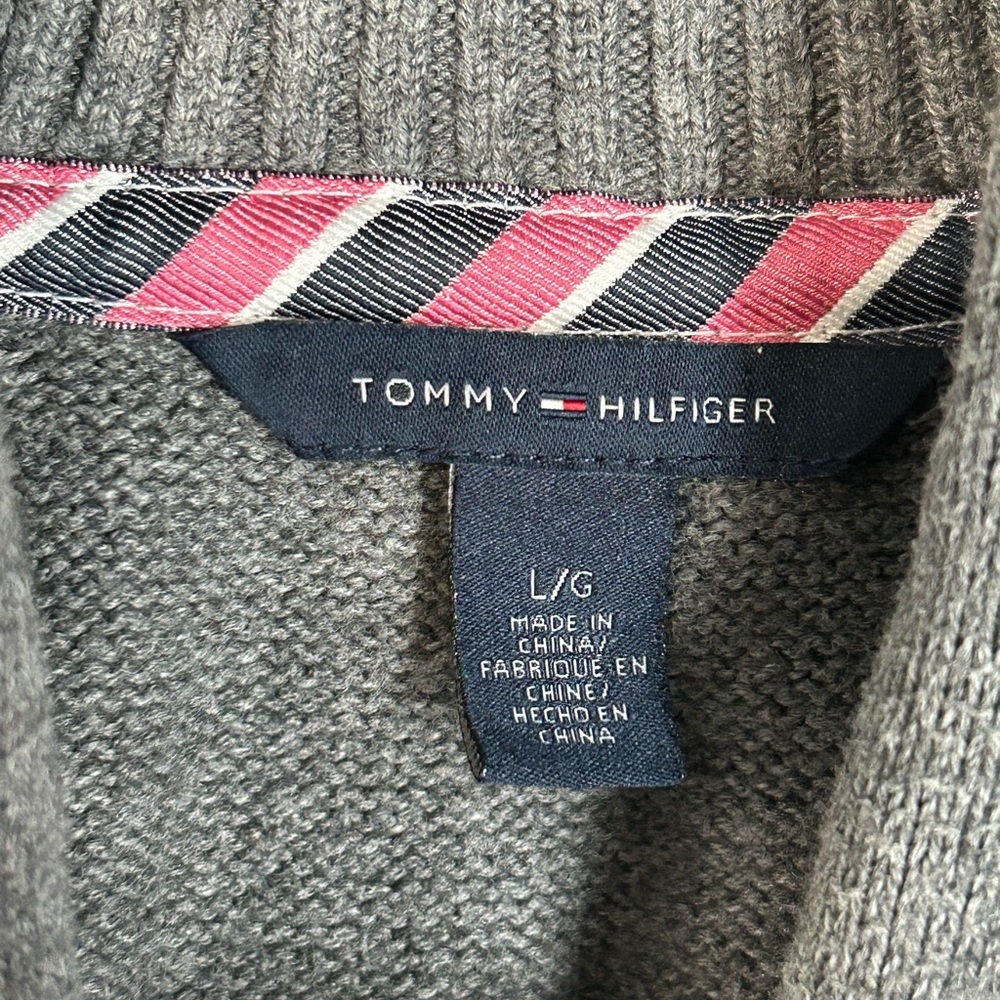 Tommy Hilfiger Men’s Button Cardigan Gray Heather Large. Preppy - Picture 5 of 9